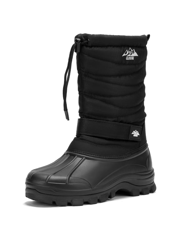 Men's Waterproof Hiking Winter Snow Boots Insulated Fur Liner Lightweight Outdoor Tall Boots