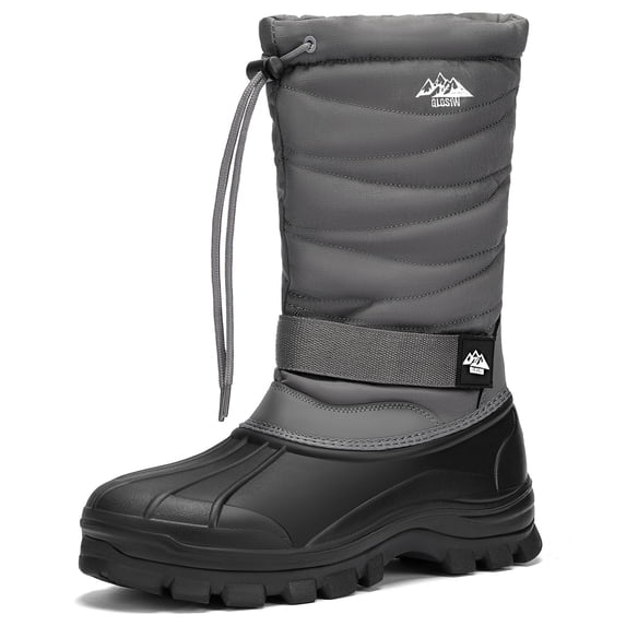 Men's Waterproof Hiking Winter Snow Boots Insulated Fur Liner Lightweight Outdoor Tall Boots