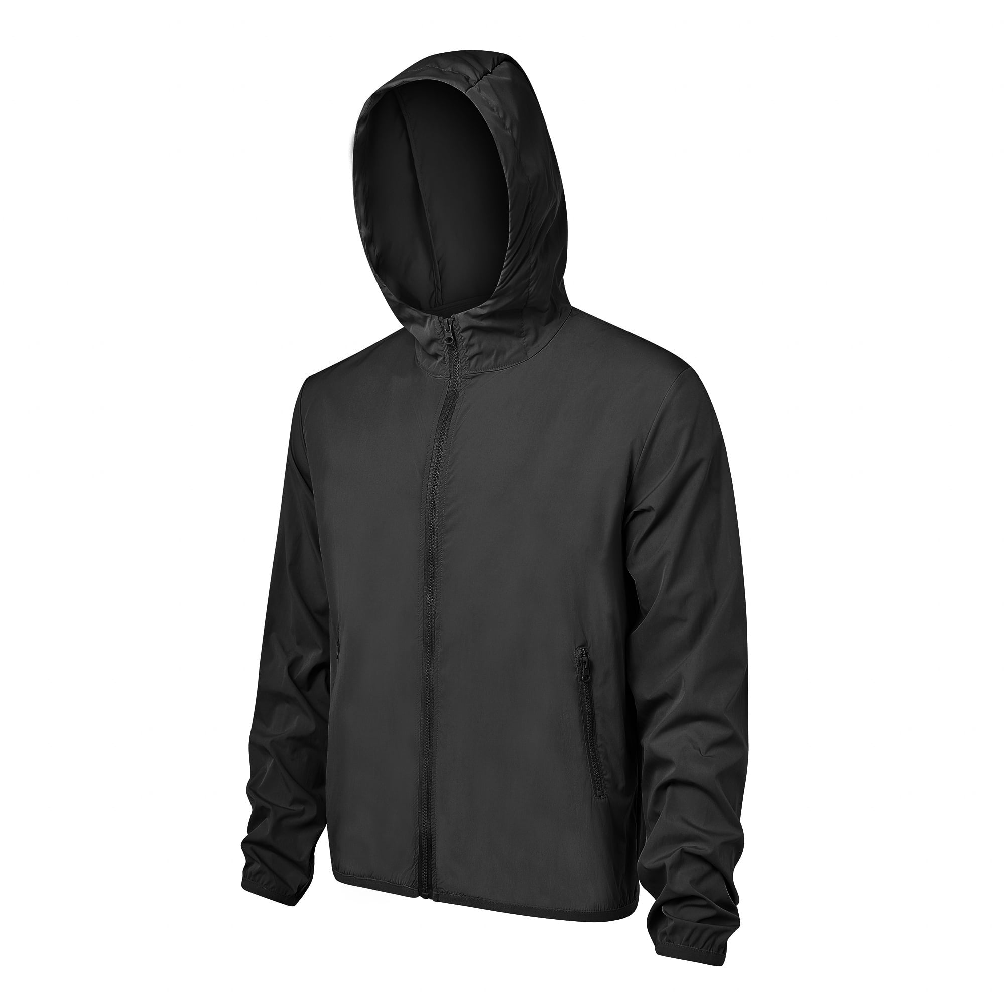 Men's Waterproof Hooded Jacket, Lightweight Packable Windbreaker for