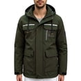 thumbnail image 1 of Men's Waterproof Hooded Jacket, Windproof Outdoor Work Coat with Multi-Pockets, Detachable Hood Casual Spring Fall Windbreaker Army Green, 1 of 9