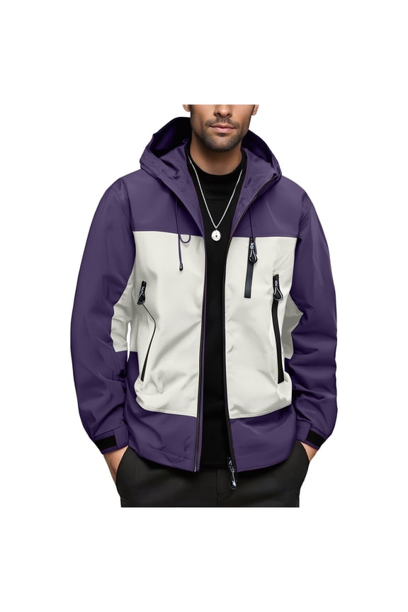 Men's Waterproof Hooded Rain Jacket - Lightweight Mesh-Lined Windbreaker Anorak for Hiking/Travel (Regular Athletic Fit)