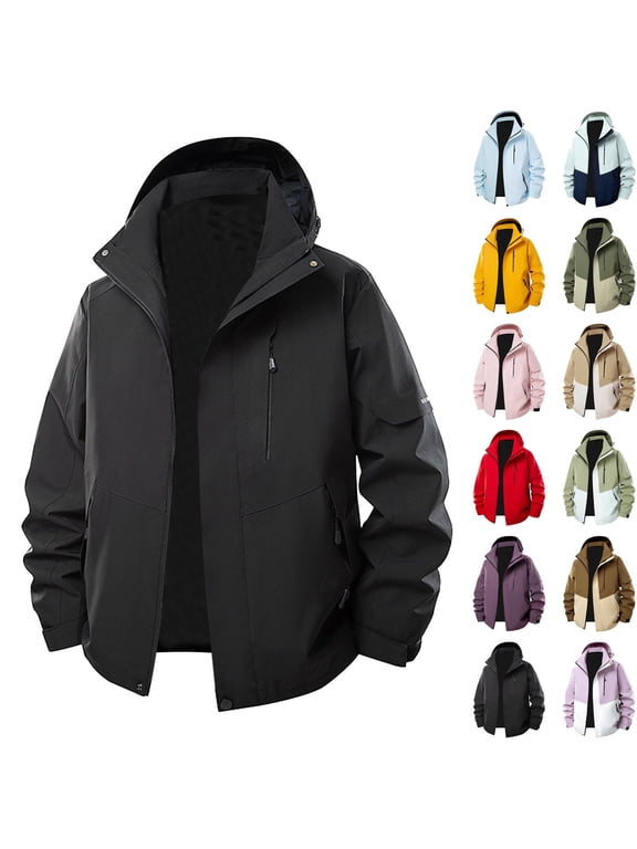 Men's Waterproof Jacket Hooded Windbreaker Outdoor Outerwear for Hiking Camping Travel & Daily Wear Size xxl