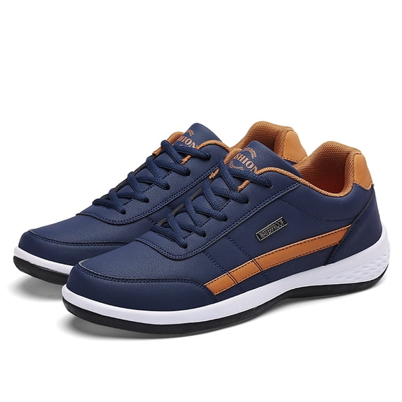 Men's Waterproof Leather Casual Sneakers, Lace-Up Comfortable Walking Shoes with Non-Slip Rubber Outsole, Lightweight Durable Footwear for Daily Wear and Outdoor Activities