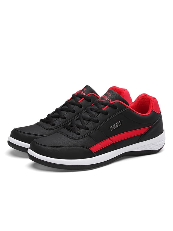 Men's Waterproof Leather Casual Sneakers, Lace-Up Comfortable Walking Shoes with Non-Slip Rubber Outsole, Lightweight Durable Footwear for Daily Wear and Outdoor Activities