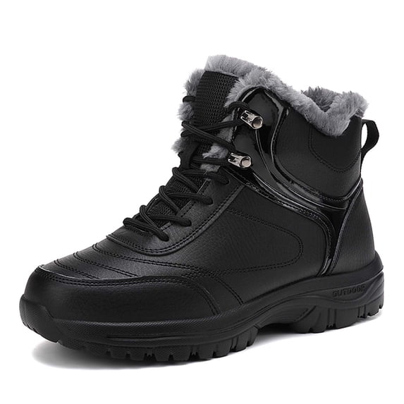 Men's Waterproof Leather -Lined Platform Ankle Boots Lace Up Thick Soles Mid Top Comfort Warm Snow Sport Booties Non- Casual outdoor Work Hiking Boots