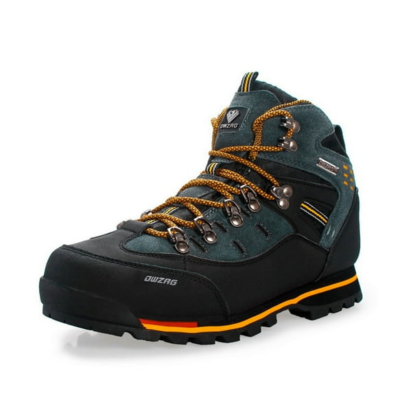 Men's Waterproof Leather mid Hiking Boots Outdoor Non-Slip Lightweight Trekking Sneakers