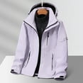 thumbnail image 1 of Men's Waterproof Lightweight Outdoor Jacket with Zipped Windproof Rain Jacket with Hooded Shell Jacket Solid Color Outdoors Mountaineering Warm Multi-pocket Coat Long Sleeve Jacket, 1 of 9