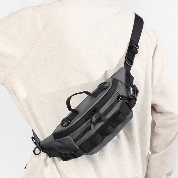 Men's Waterproof Lure Waist Pack – Multi-Compartment Fishing Tackle Bag with Crossbody Strap, Rod Holder & Organizer for Bass, Spin & Lure Fishing