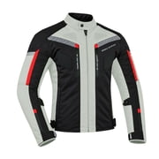 Men s Waterproof Motorcycle Textile Jacket, All-Season Touring Riding Jacket with EVA Foam Padding, Air Vents, YKK Zipper, Adjustable Fit Grey-5XL