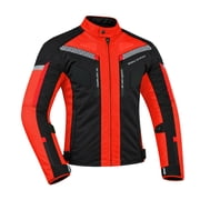 Men s Cordura Textile Motorcycle Riding Jacket   Waterproof Touring Coat with EVA Foam Armor Padding Red Size-2XL