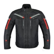Men s Waterproof Motorcycle Textile Jacket, All-Season Touring Riding Jacket with EVA Foam Padding, Air Vents, YKK Zipper, Adjustable Fit Black-2XL