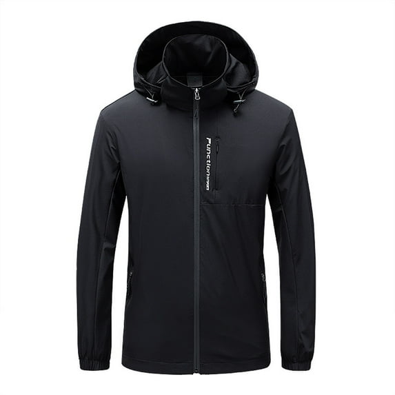 Men's Waterproof Mountain Zipper Jacket Windproof Snow Coat Warm Winter Classic Zip-Front Hooded Sweatshirt