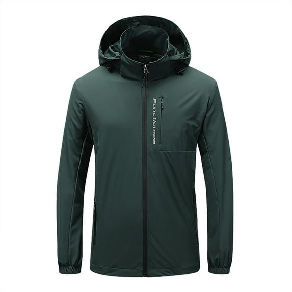 Men's Waterproof Mountain Zipper Jacket Windproof Snow Coat Warm Winter Classic Zip-Front Hooded Sweatshirt