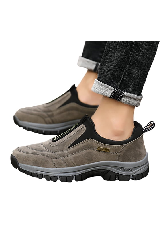 Men's Waterproof Non Slip Hiking Shoes Comfortable Orthopedic Walking Shoes Slip On Outdoor Camping Sneakers