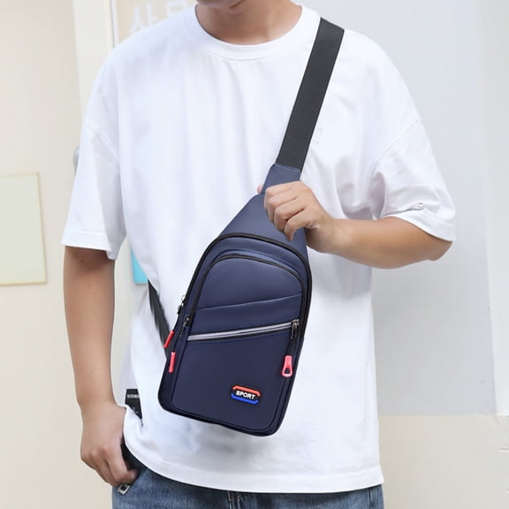 Men’s Waterproof Nylon Chest Bag, Fashionable Front Pack, Spacious Multi-Layer Crossbody Sling Bag for Hiking, Travel, Outdoor Adventures, Durable Design with Practical Compartments