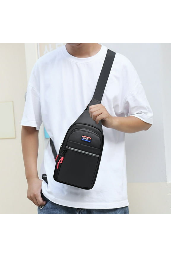 Men's Waterproof Nylon Chest Bag , Lightweight Chest Rig Pouch Stylish Front Pack , Large Capacity Multi-Layer Crossbody Bag for Travel Work Sport