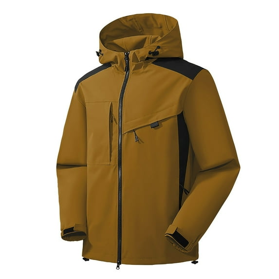 Men’s Waterproof Outdoor Jacket Lightweight Windbreaker with Adjustable Hood and Multiple Pockets for Hiking Camping Travel