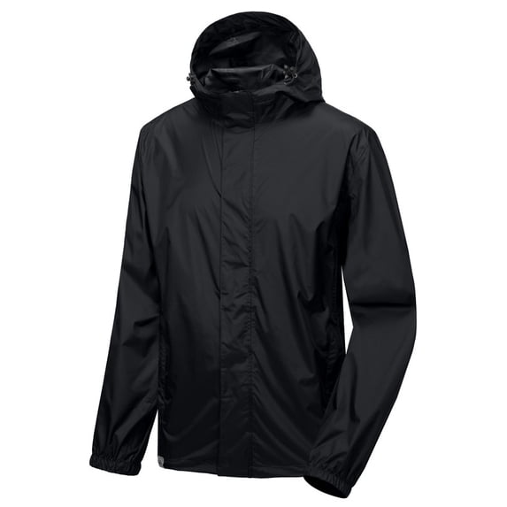 Men's Waterproof Rain Jacket, Lightweight Hooded Windbreaker for Hiking Cycling Black S