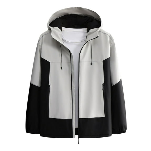 Men's Waterproof Rain Jacket Lightweight Outdoor Raincoat Hooded for Hiking skiing Man Solid Color Three Prevention Cottoning Climbing Wear As One Down Intensification Warm Outdoor White 2XL