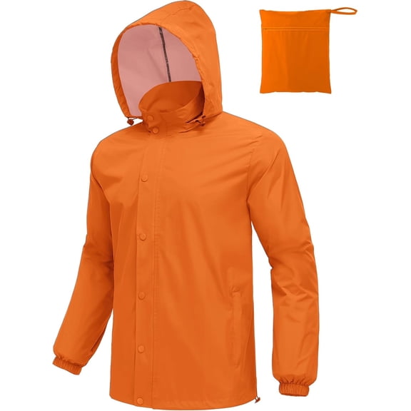Men's Waterproof Rain Jacket, Lightweight Packable Hooded Rain Shell with Zip Pockets, Windproof Outerwear for Golf Hiking Cycling Travel