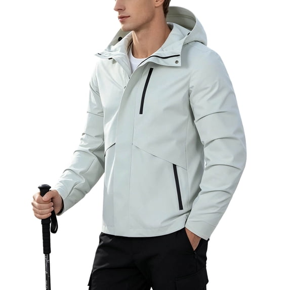 Men's Waterproof Rain Jacket Lightweight Rain Coat Men Windbreaker Fall Jacket with Hood for Outdoor Hiking Cycling 2026 Fall Outfits(014_Light Gray,XL)