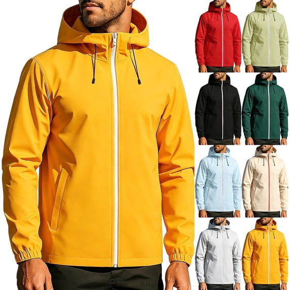 Men's Waterproof Rain Jacket Outdoor Raincoat Shell Jacket Breathable Jacket for Travel or Daily Wear