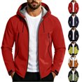 thumbnail image 1 of Men's Waterproof Rain Jacket Solid Color Outdoor Windproof And Waterproof Long Sleeved Hooded Jacket for Casual Commuter, 1 of 7