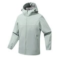 thumbnail image 1 of Men's Waterproof Rain Jacket Windproof Drawstring Hooded Hiking Outdoors Heavy Windbreaker Thick Warm Winter Coat (S, Mint Green), 1 of 4