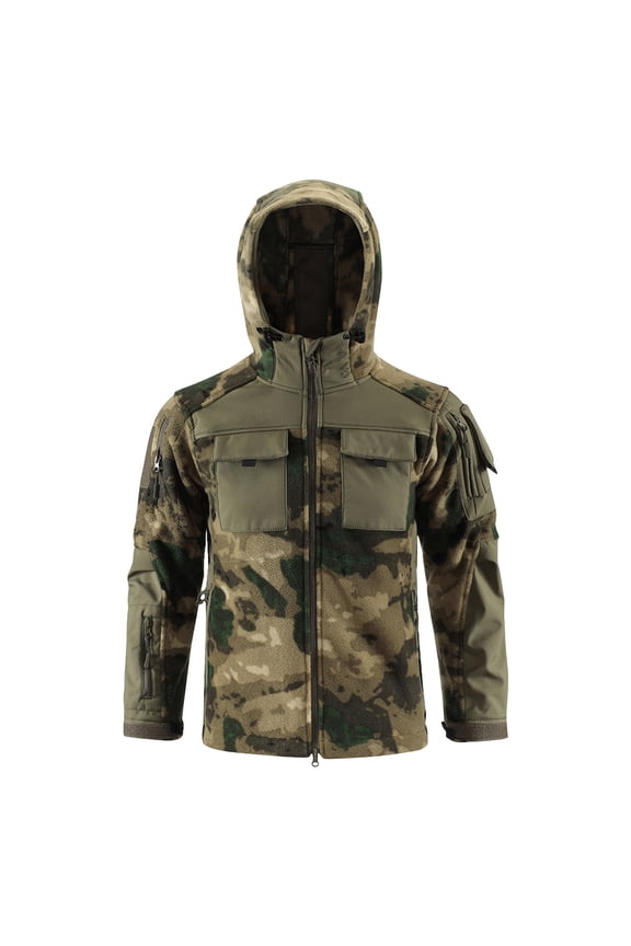 Men's Waterproof Rain Jacket Windproof Zip Up Military Jacket Hooded Mountain Sports Outdoor Trench Coats with Pockets Long Sleeve Ski Snow Soft Shell for Hiking,Multicolor XL