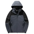thumbnail image 1 of Men's Waterproof Rain Jackets Lightweight Sports Zipper Hooded Trench Coats Softshell Windproof Outdoor Hiking Outerwear Dark Gray XXL, 1 of 7