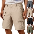 thumbnail image 1 of Men's Waterproof Ripstop Cargo Shorts with Multiple Pockets and Durable Fabric Featuring Relaxed Straight Leg Cut for Summer Construction Sites Fishing Trips Hiking Army Green L, 1 of 8