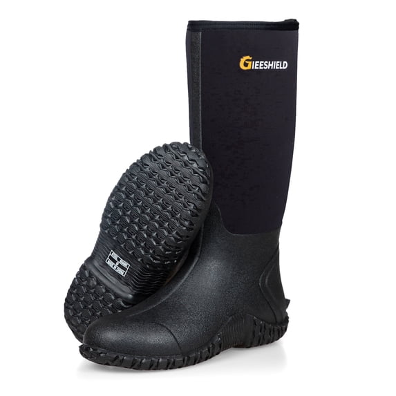 GIEESHIELD Rubber Boots for Men And Women,Waterproof Insulated Hunting & Work Boots with Steel Shank, Durable Anti-Slip Outdoor Boots for Farming, Gardening, Fishing, Mud Working(Black, Next G2 Camo)