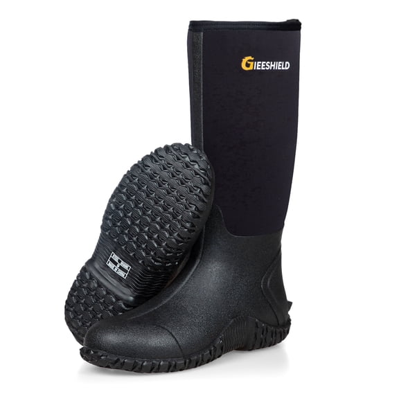 GIEESHIELD Rubber Boots for Men And Women,Waterproof Insulated Hunting & Work Boots with Steel Shank, Durable Anti-Slip Outdoor Boots for Farming, Gardening, Fishing, Mud Working(Black, Next G2 Camo)