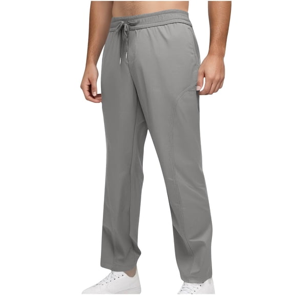 Men's Waterproof Scrub Pants Natural Rise Drawstring Lounge Workout Pants Lightweight Open Bottom with Pockets