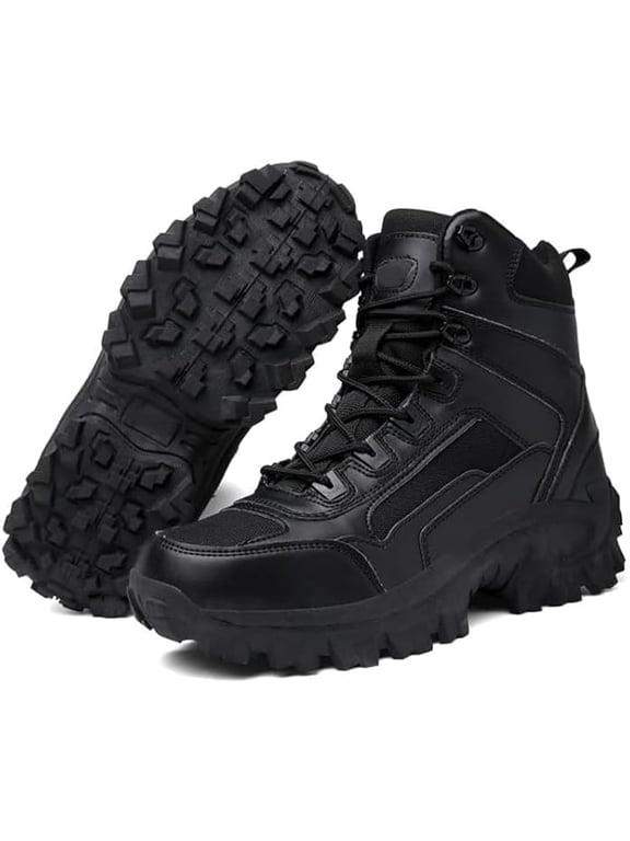 Men's Waterproof Side Zipper Outdoor Combat Boots Mens Orthopedic Support Anti-Puncture Work Shoes Anti-Sprain Hiking Lightweight 8" Side Zipper Steel Toe Tactical Combat Boots