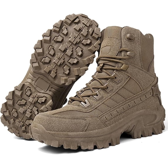 Men's Waterproof Side Zipper Outdoor Combat Boots Mens Orthopedic Support Anti-Puncture Work Shoes Anti-Sprain Hiking Lightweight 8" Side Zipper Steel Toe Tactical Combat Boots