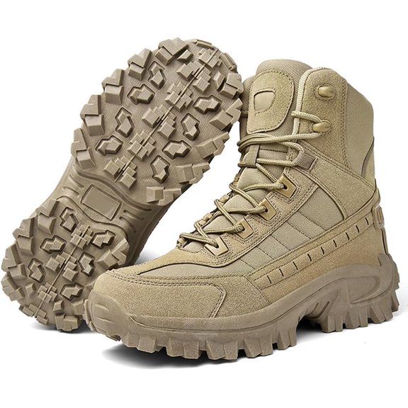 Men's Waterproof Side Zipper Outdoor Combat Boots Mens Orthopedic Support Anti-Puncture Work Shoes Anti-Sprain Hiking Lightweight 8" Side Zipper Steel Toe Tactical Combat Boots