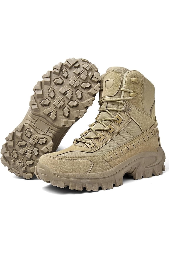 Men's Waterproof Side Zipper Outdoor Combat Boots Mens Orthopedic Support Anti-Puncture Work Shoes Anti-Sprain Hiking Lightweight 8" Side Zipper Steel Toe Tactical Combat Boots