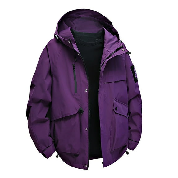 Men's Waterproof Ski Jacket Warm Winter Windproof Coats Coat Solid Color Utility Multiple Pockets Outerwear