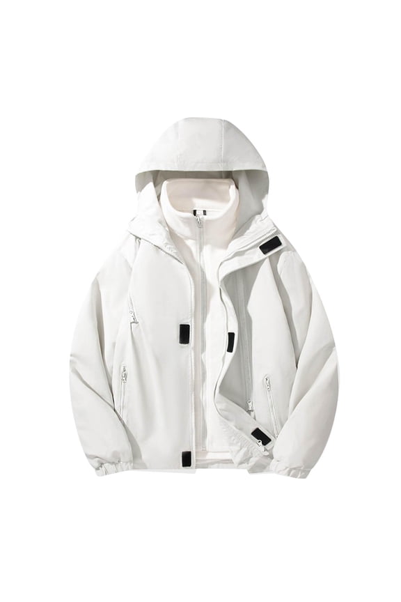 Men's Waterproof Ski Jacket with Detachable Insulated Liner Winter Windbreaker Hooded Snowboarding Mountain Jacket