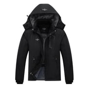 Men's Waterproof Ski Jacket with Fleece Lining - Winter Snow Coat for Hiking & Outdoor Sports Black Small