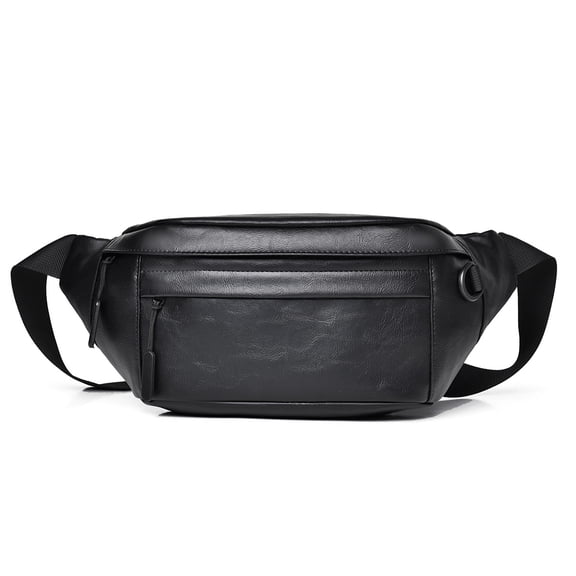 Men's Waterproof Sling Bag Casual Chest Pack Minimalist Solid Color Crossbody Shoulder Bag with Multi-Layer Pockets, Large Capacity Fanny Pack for Travel Sport Work Black