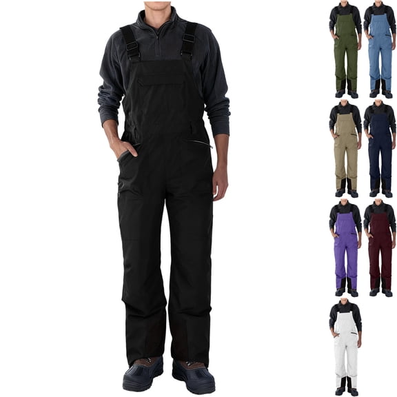Men's Waterproof Snow Bib Overalls Ski Pants Insulated Thermal Winter Overpants Windproof with Adjustable Suspenders for Snowboarding