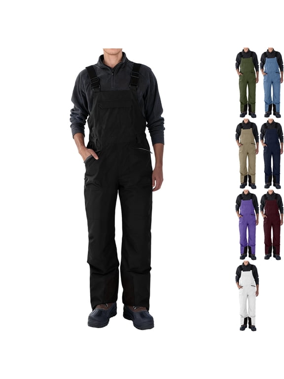 Men's Waterproof Snow Bib Overalls Ski Pants Insulated Thermal Winter Overpants Windproof with Adjustable Suspenders for Snowboarding