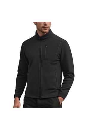 Men's Waterproof Softshell Jacket Long Sleeved Stand Up Collar Wool Jacket for Travel Hiking Golf
