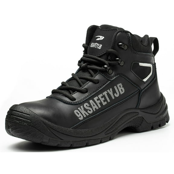 Men's Steel Toe Work Boots Anti-pierce Leather Safety Shoes Lightweight Nonslip Construction Sneakers Outdoor Boots
