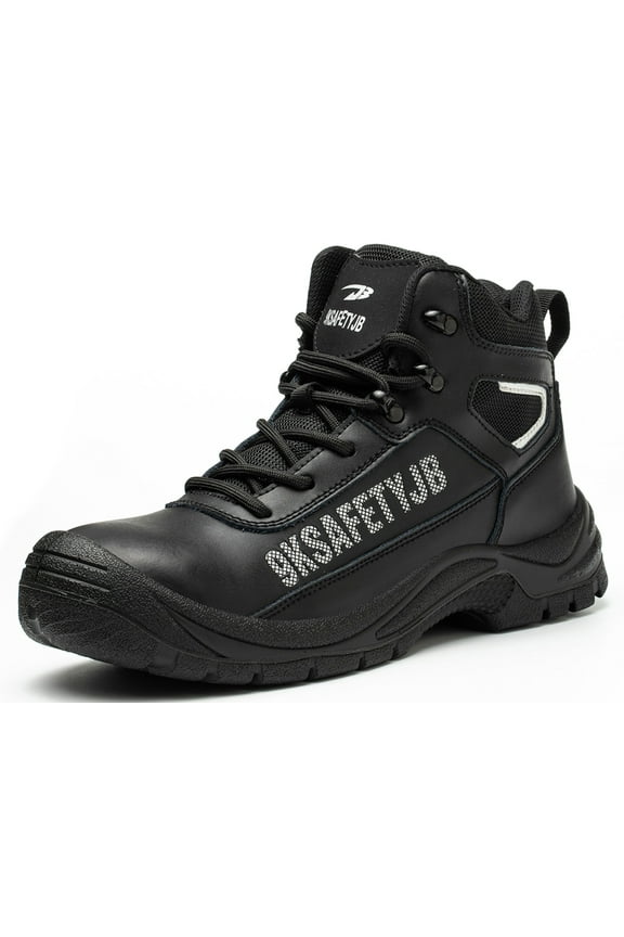 Men's Steel Toe Work Boots Anti-pierce Leather Safety Shoes Lightweight Nonslip Construction Sneakers Outdoor Boots