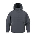 thumbnail image 1 of Men's Waterproof Tactical Jacket Lightweight Hooded Raincoat Stain Resistant Breathable Outdoor Shell Half Zip Packable Windbreaker Jacket Gray, 1 of 5