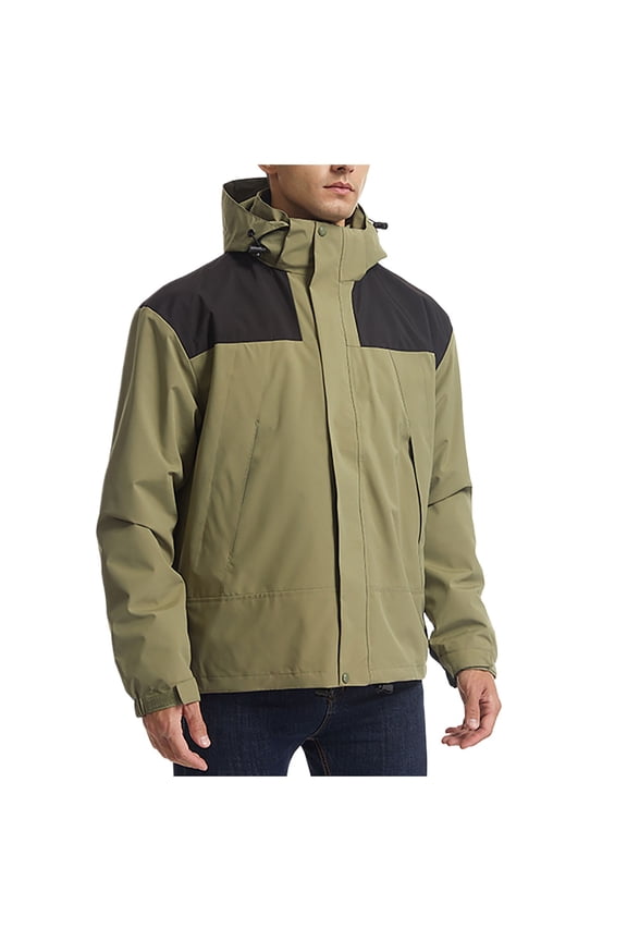 Men's Waterproof Windbreaker Jacket Warm Winter Thermal Coat with Multi Pockets (Army Green XS)