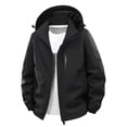 thumbnail image 1 of Men's Waterproof Windbreaker with Removable Hooded Lightweight Outdoor Jackets Raincoats for Casual Hiking Cycling Black M, 1 of 4